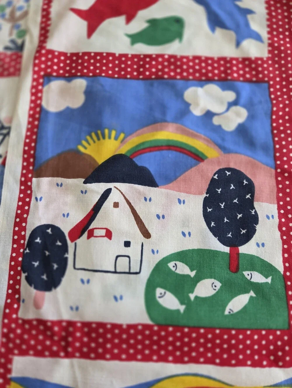 Vintage Spring Mills Farm Sewing Quilting Fake Quilt Cotton Fabric